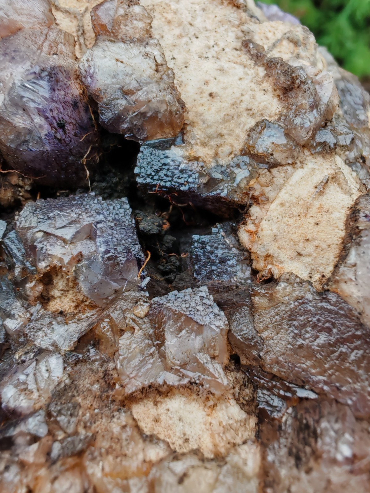 Blue John Fluorite Large Raw Crystal Cluster On Fossil Matrix