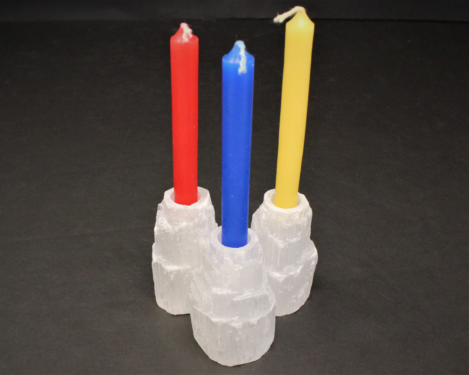 2″ Selenite Candle Holder for Ritual / Spell Candles (Selenite Iceberg, Tower)