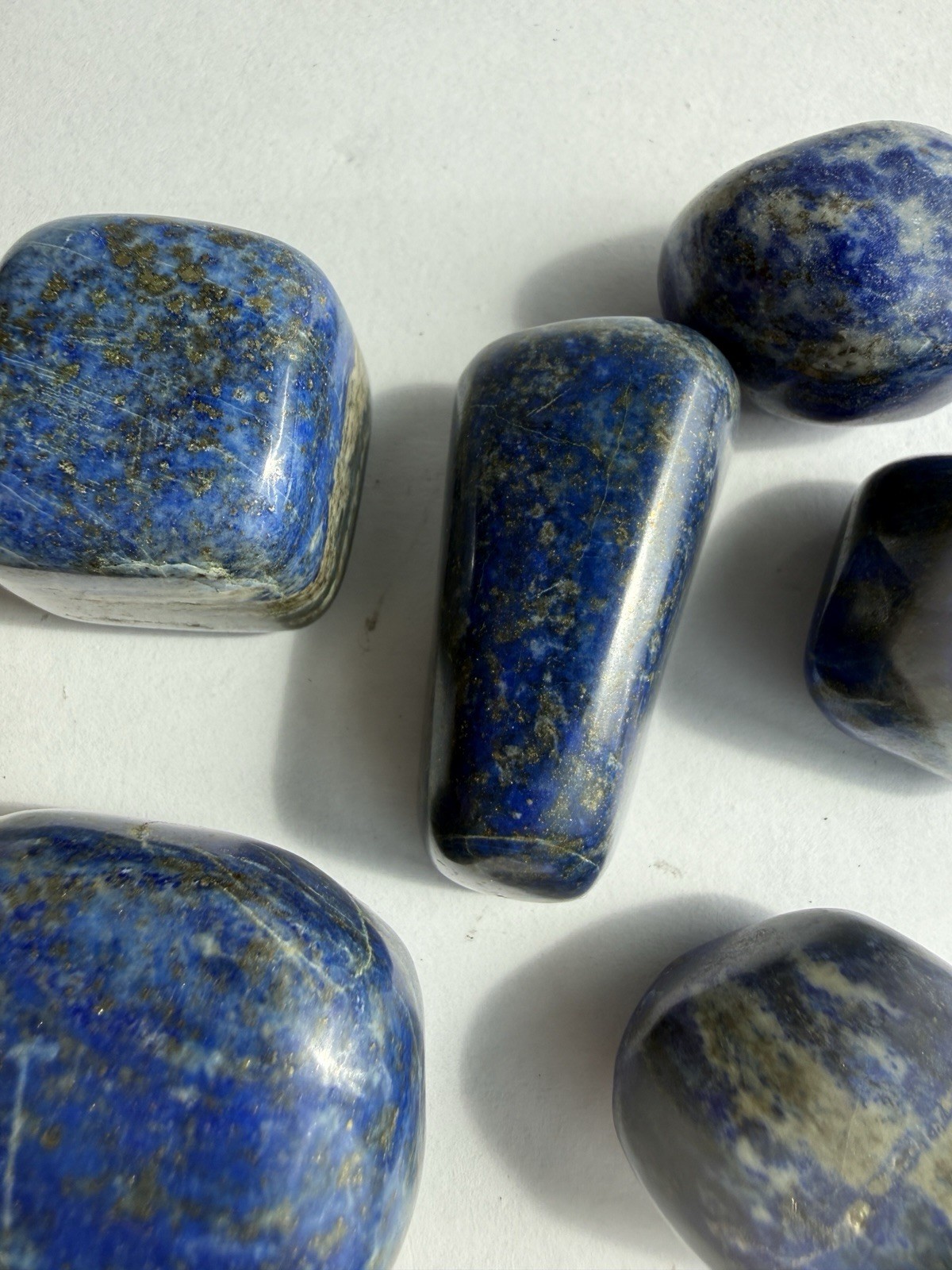 Natural Lapis Lazuli Tumbled Stones Lot 6 Pcs Polished Crystals Pyrite 192g