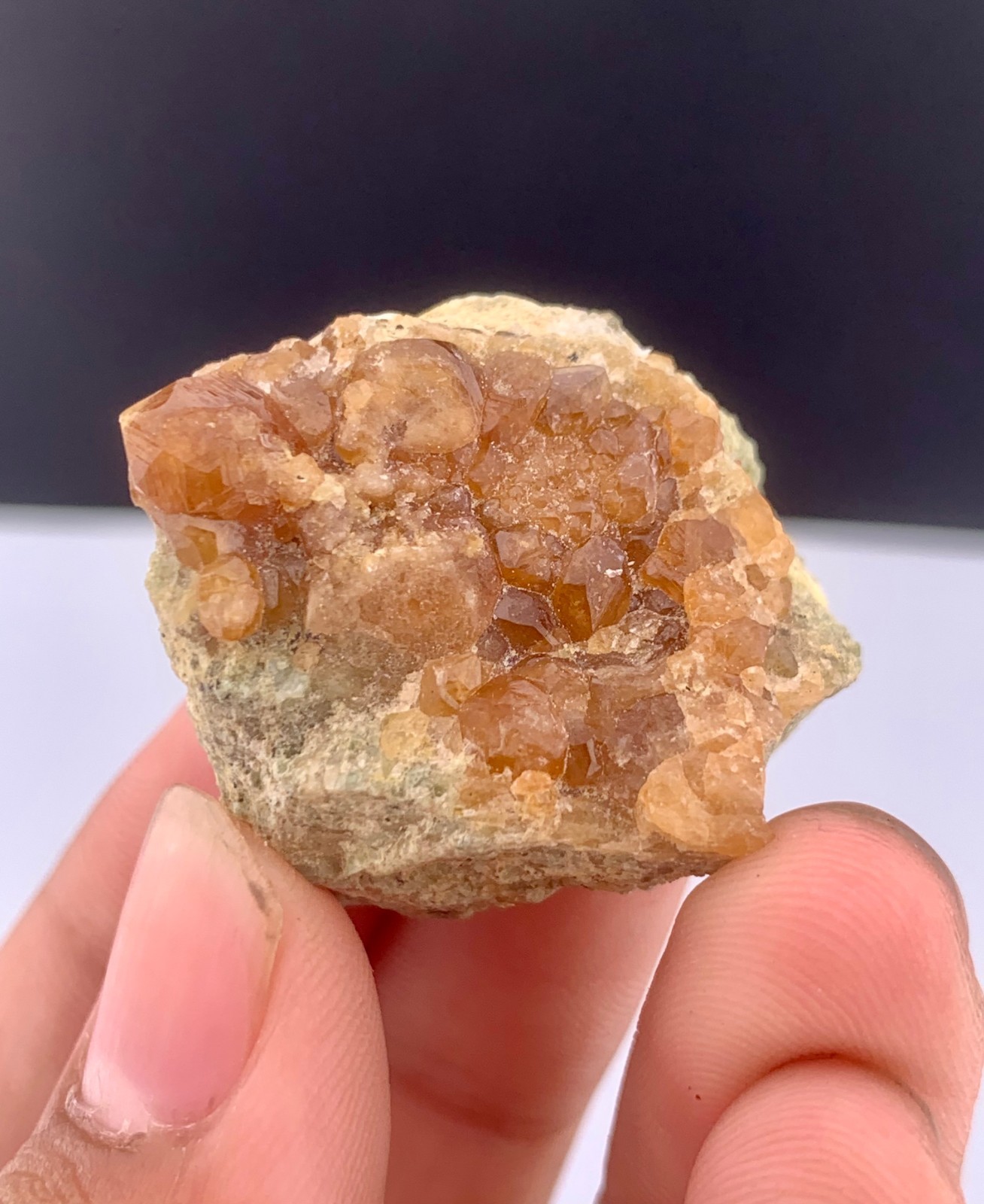 Orange Hessonite Garnet Crystals Cluster On Matrix From Paksitan – 23 Grams