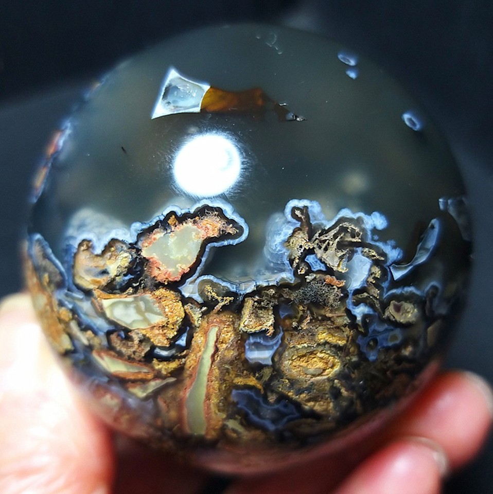RARE 238.3g Natural Polished Colorful Agate Stone Ball Healing Madagascar AB1600