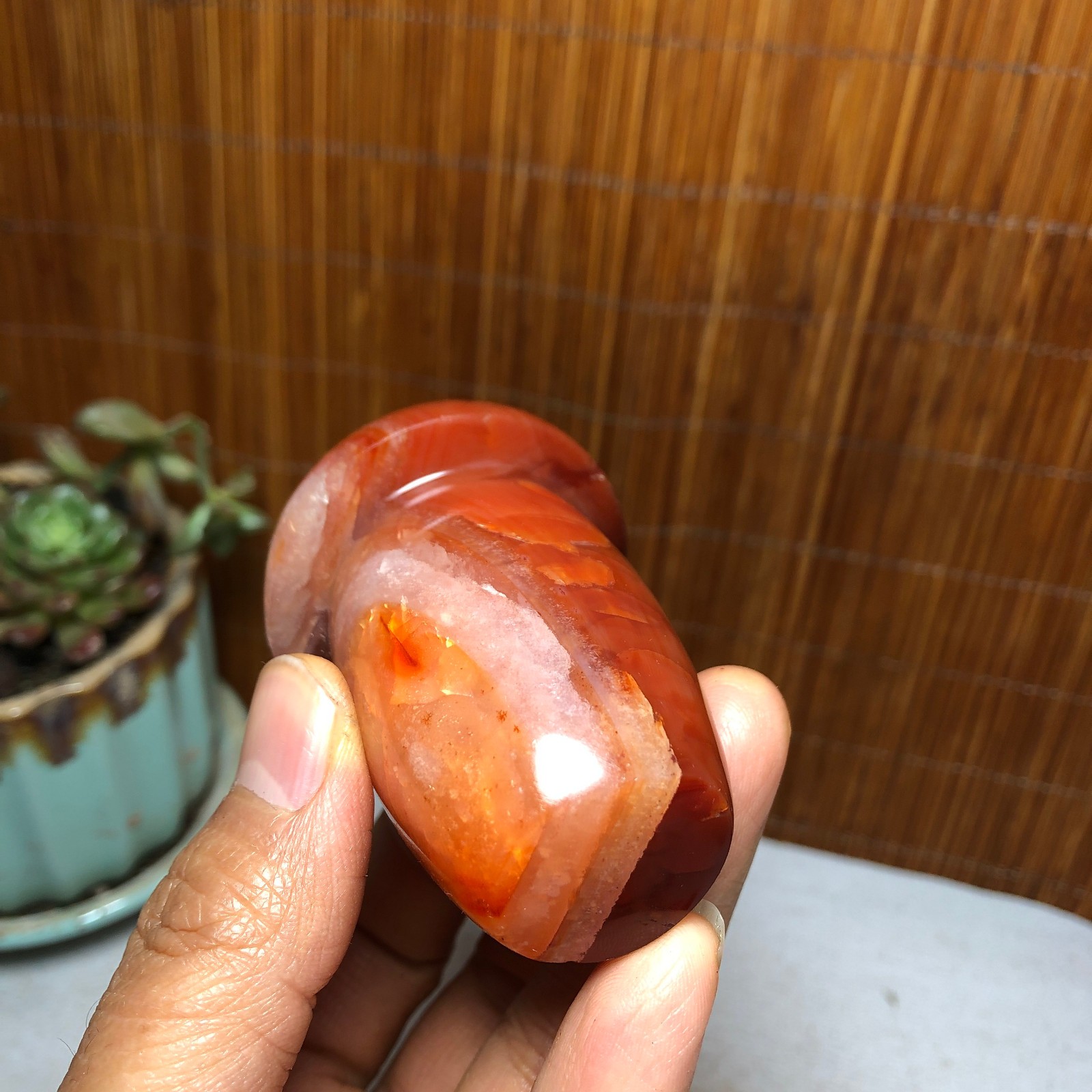 68-45-35mm Rare NATURAL red agate mushroom polishing Crystal specimen 162g A5093