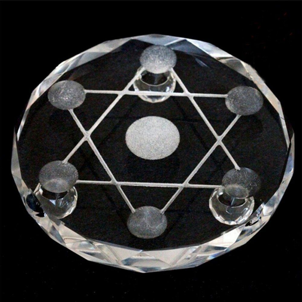 Asian Clear Polished Star Array Plate Quartz Crystal Healing Balls Sphere Stand
