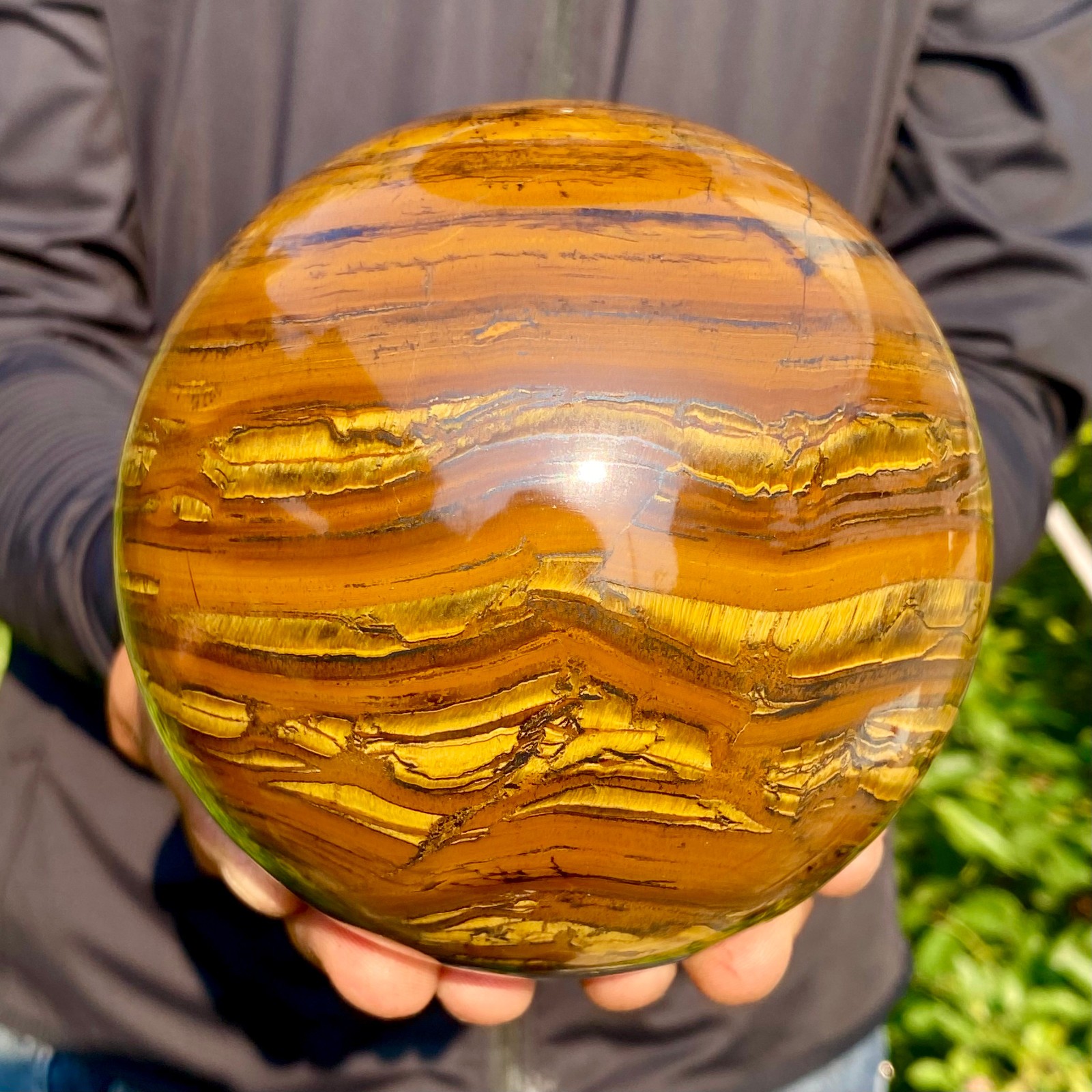 4.98LB Large Natural Tiger Eye Stone Crystal Ball Quartz Healing Sphere Décor
