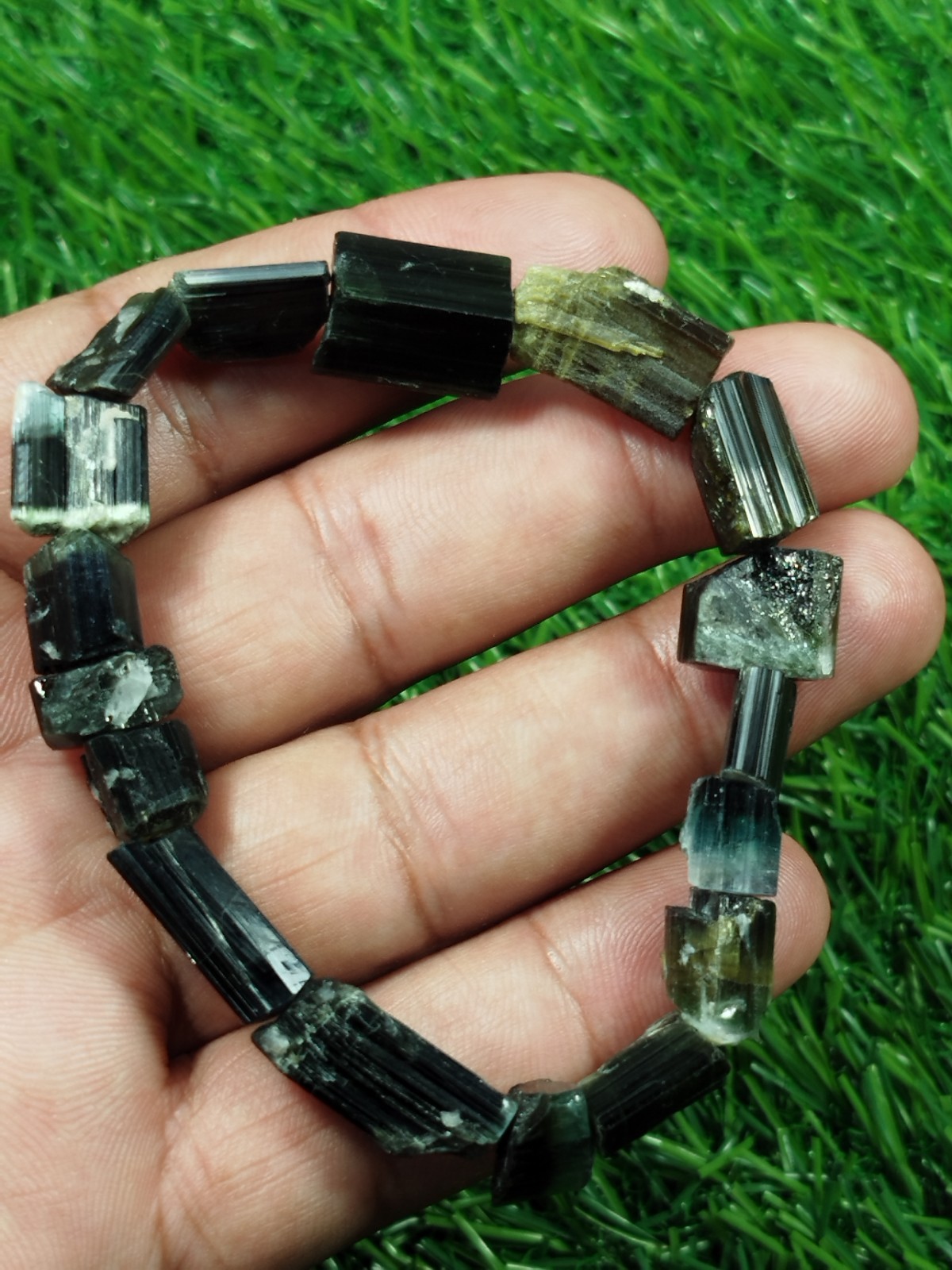 27 Grams Green Cap Tourmaline Stackable Bracelet From Skardu Pakistan