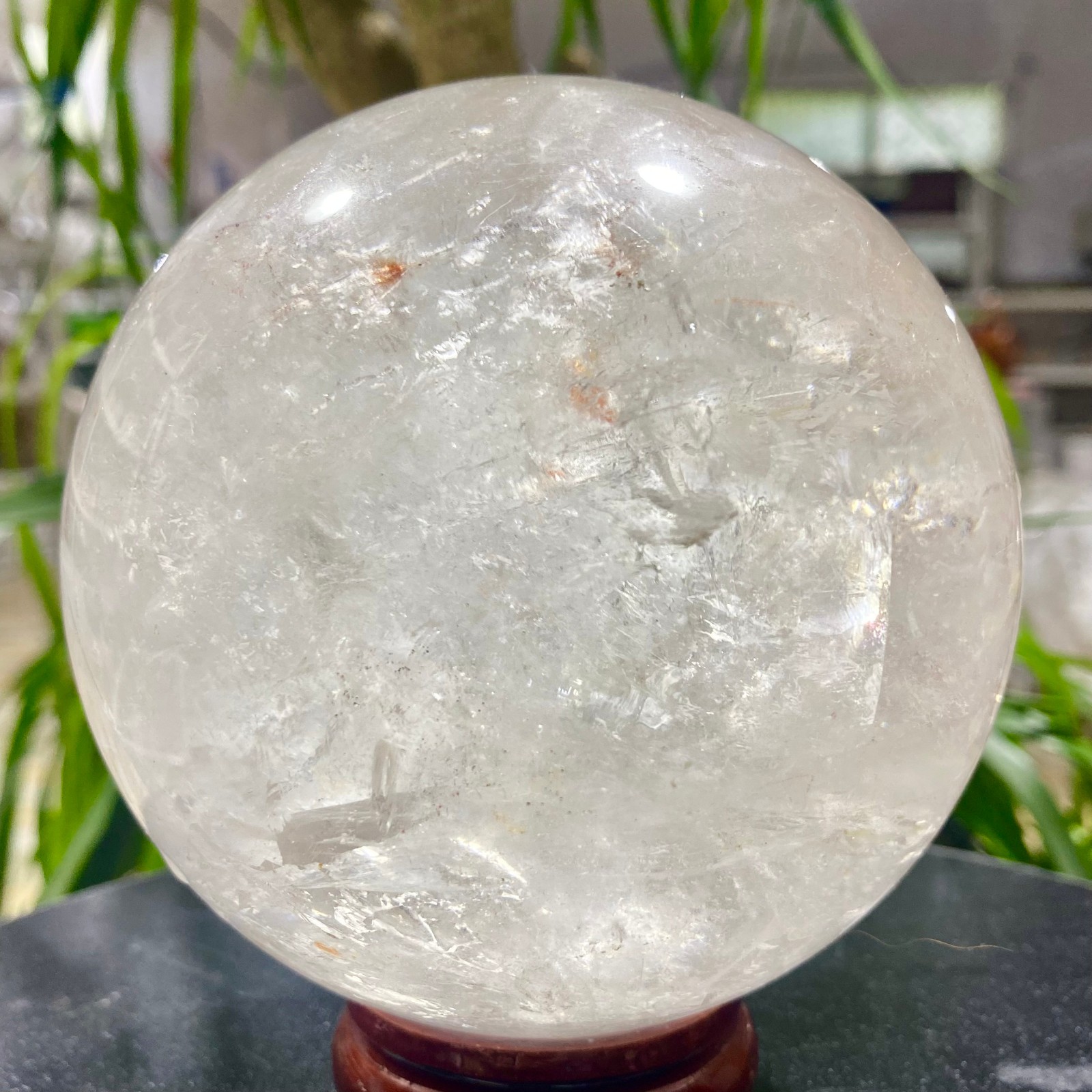 3.99LB white crystal transparent quartz crystal ball Reiki repair