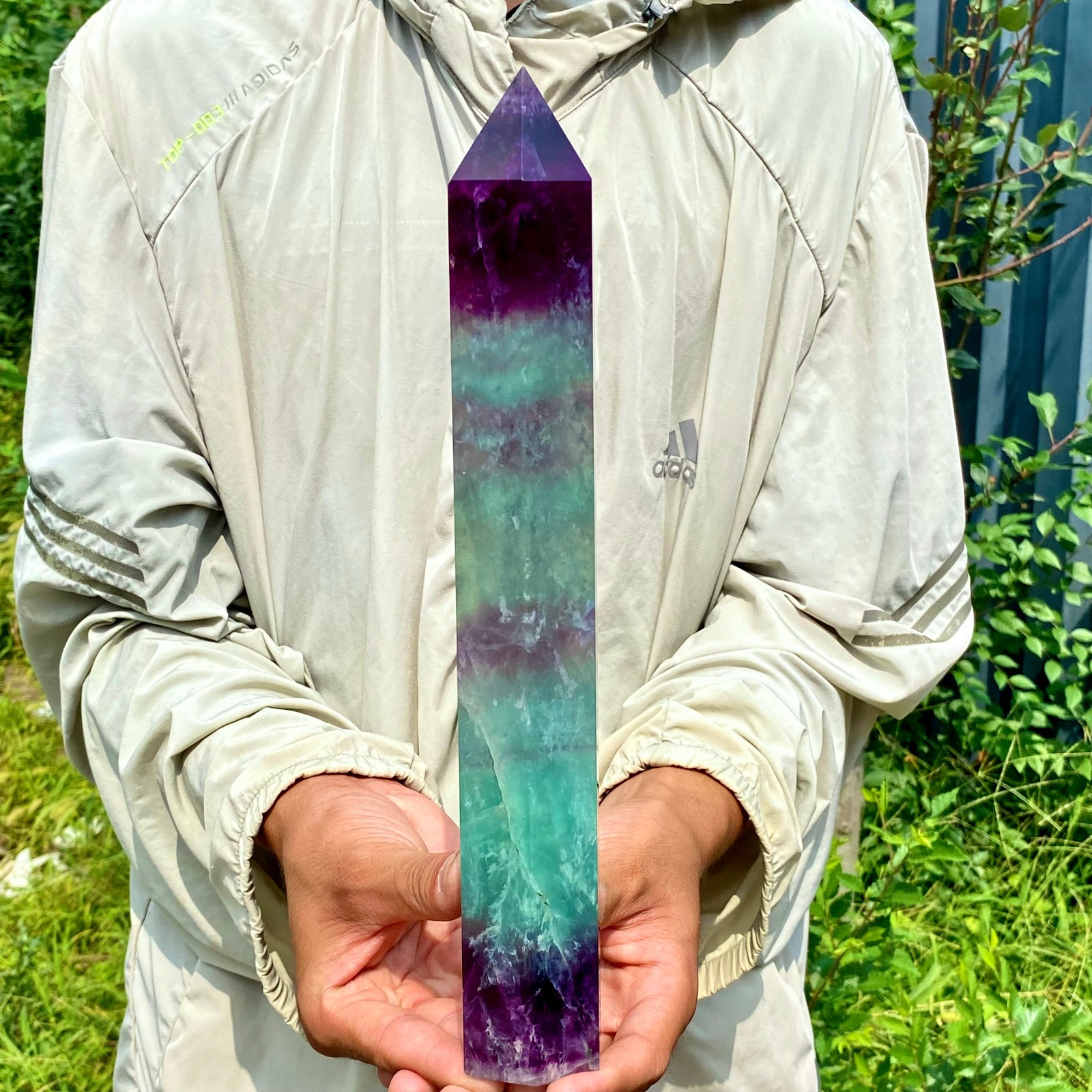 2.86LB Natural Fluorite Crystal Column Magic Wand Obelisk Point Earth Healing