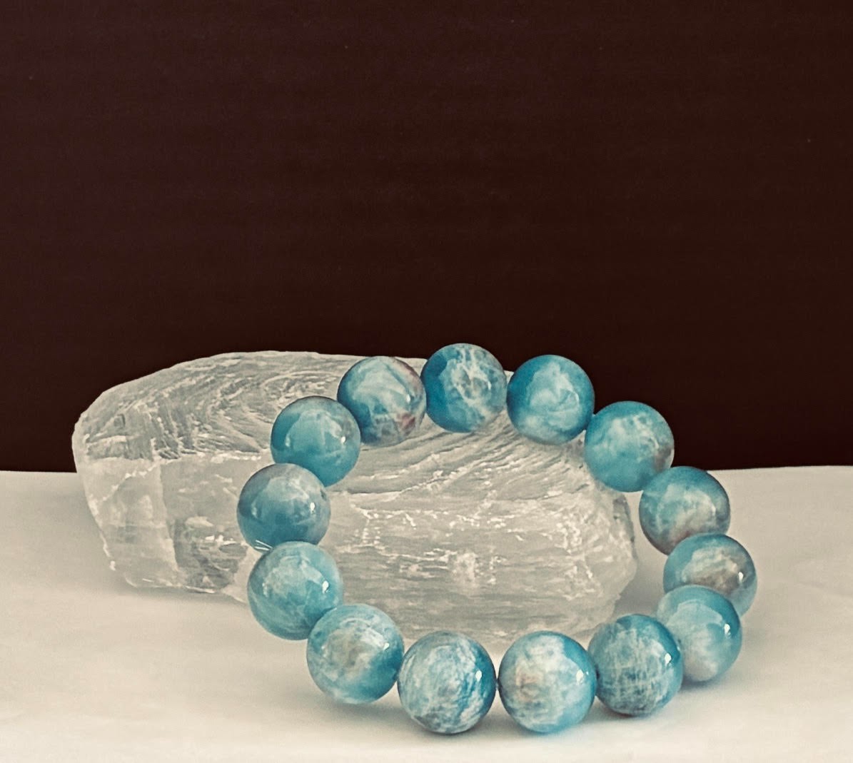 Island Aquamarine Stretch Beaded Bracelet: Crystal Jewelry 02