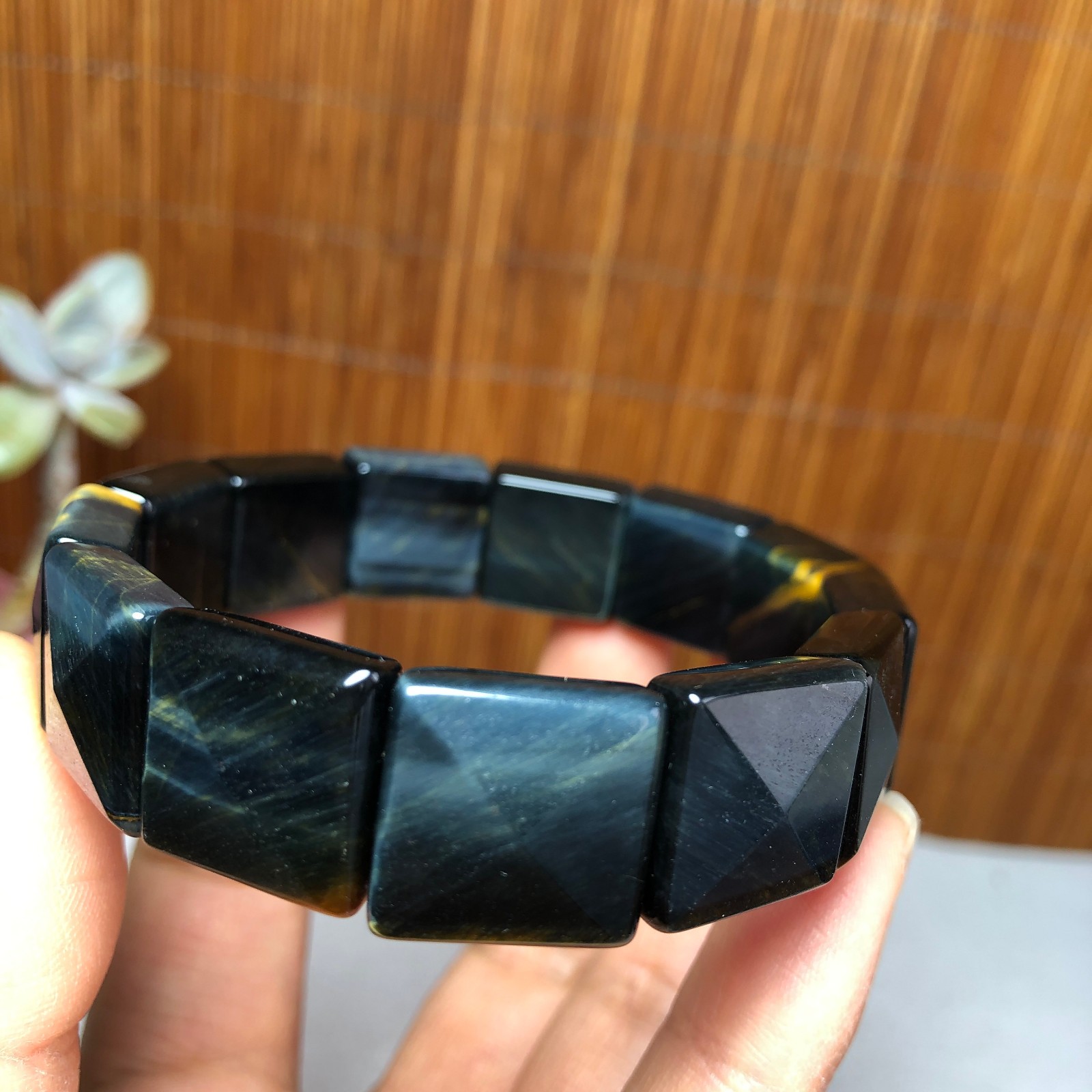 Natural Tiger’s Eye Stone Bracelet Brown Gemstone Stretch Bracelet Handmade 3693