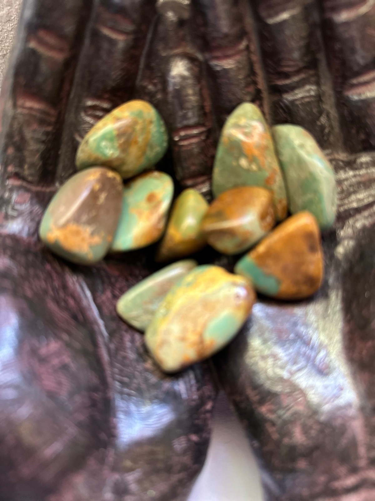 6X Green Kingman Turquoise Tumbled Stones 20-30mm Reiki Healing Crystals Protect