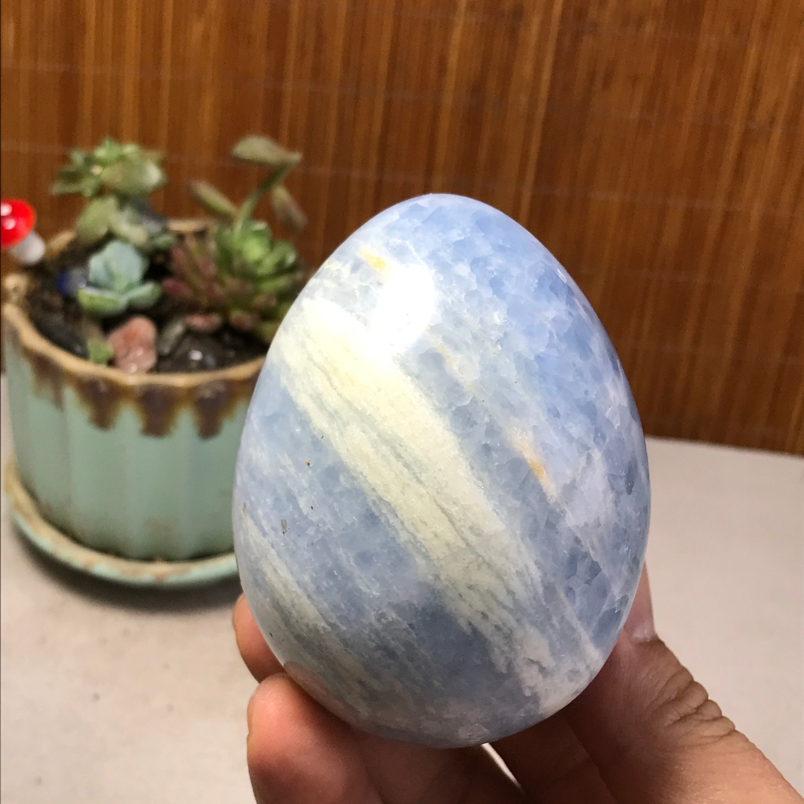 80-60-60mm NATURAL Blue Celestite egg quartz Crystal Healing gift 430g A5212