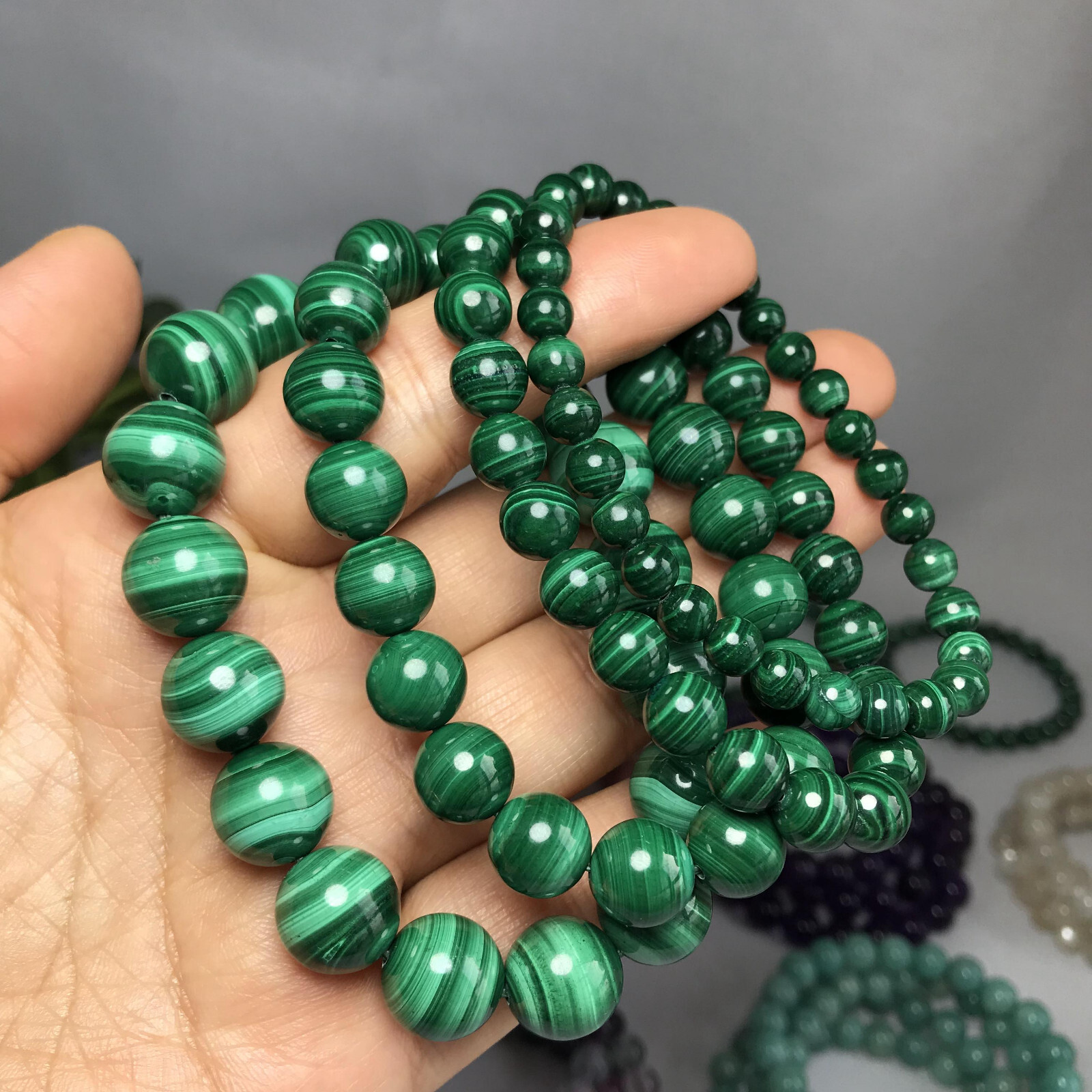 Natural malachite Polish stone bracelets Crystal ball sphere Specimen 6-12mm