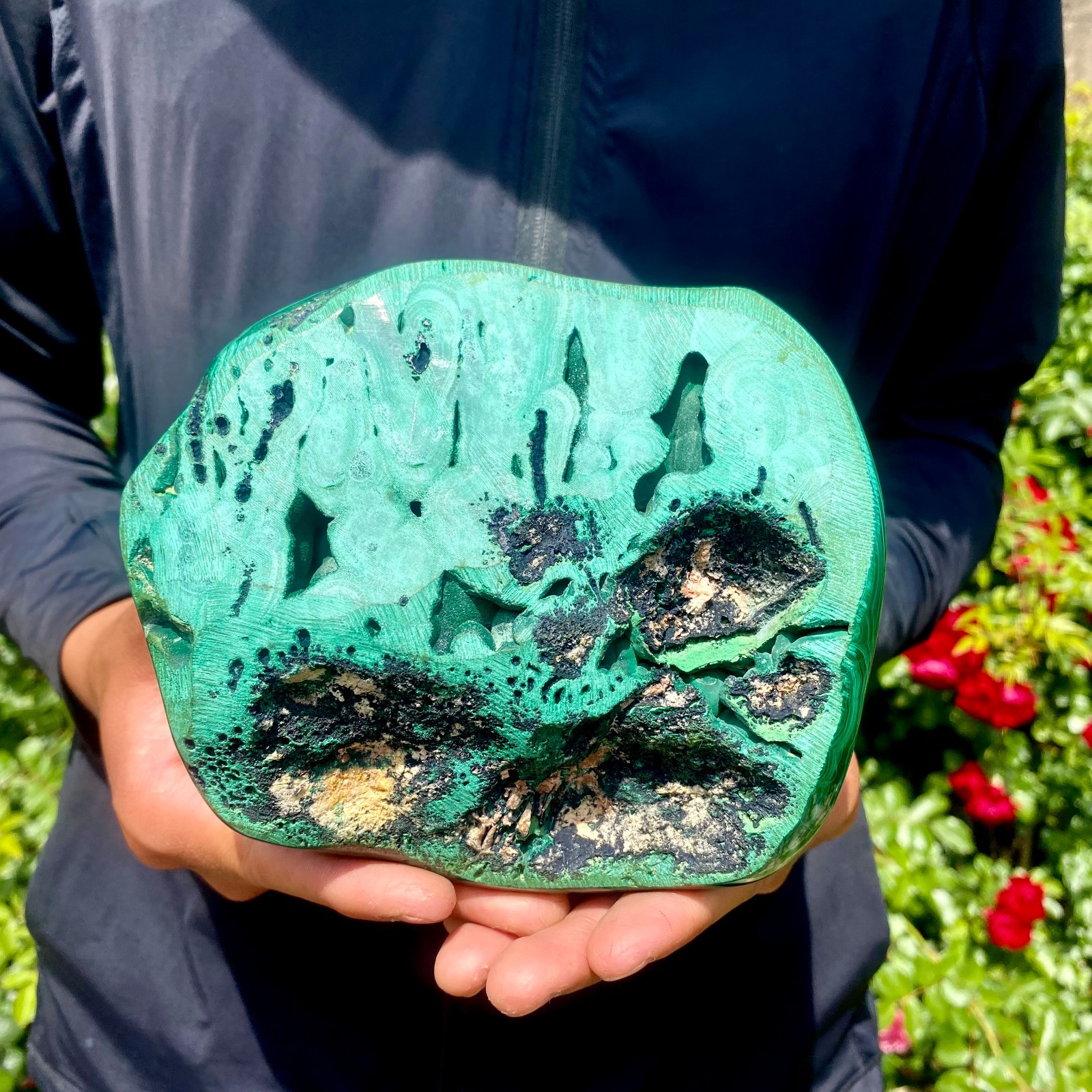 4.1LB Natural glossy Malachite egg transparent cluster rough mineral sample