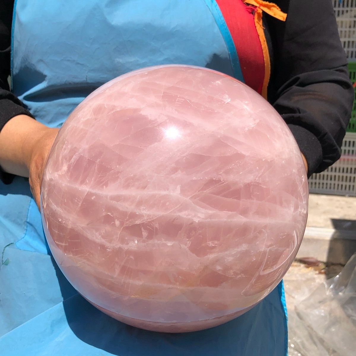 29.87LB Natura crystal Rose Quartz Sphere for Heart Chakra Balances Energy