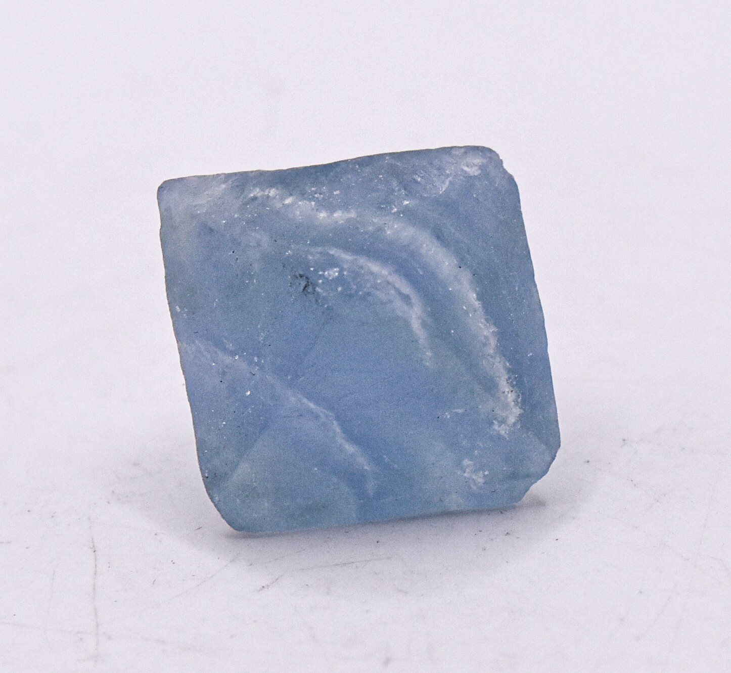 21mm Sky Blue Fluorite Octahedron Rough Natural Translucent Crystal Mineral Chin
