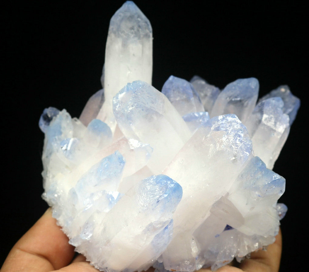 1.94lb Rare Beatiful Blue Tibetan Ghost phantom Quartz Crystal Cluster Specimen