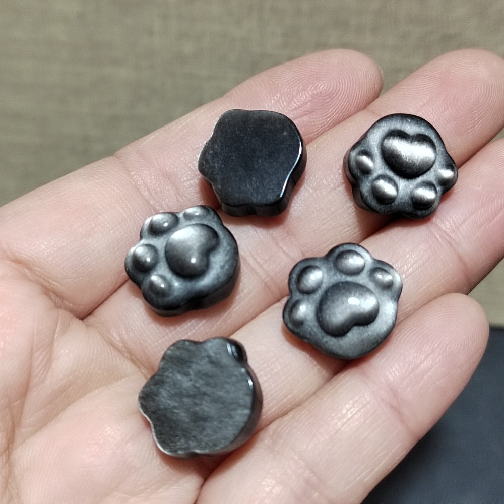 5pcs Natural Silver Obsidian Cat Claw Skull Carved Quartz Crystal Skull healing