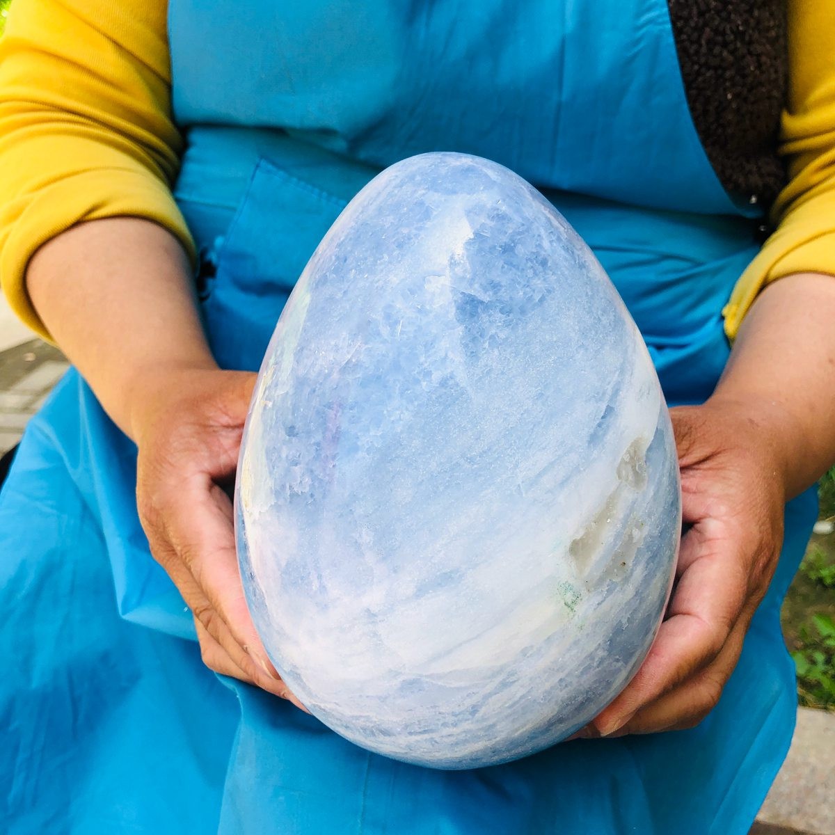 8.2LB Natural blue celestite POLISHED egg shape Quartz Crystal healing decor