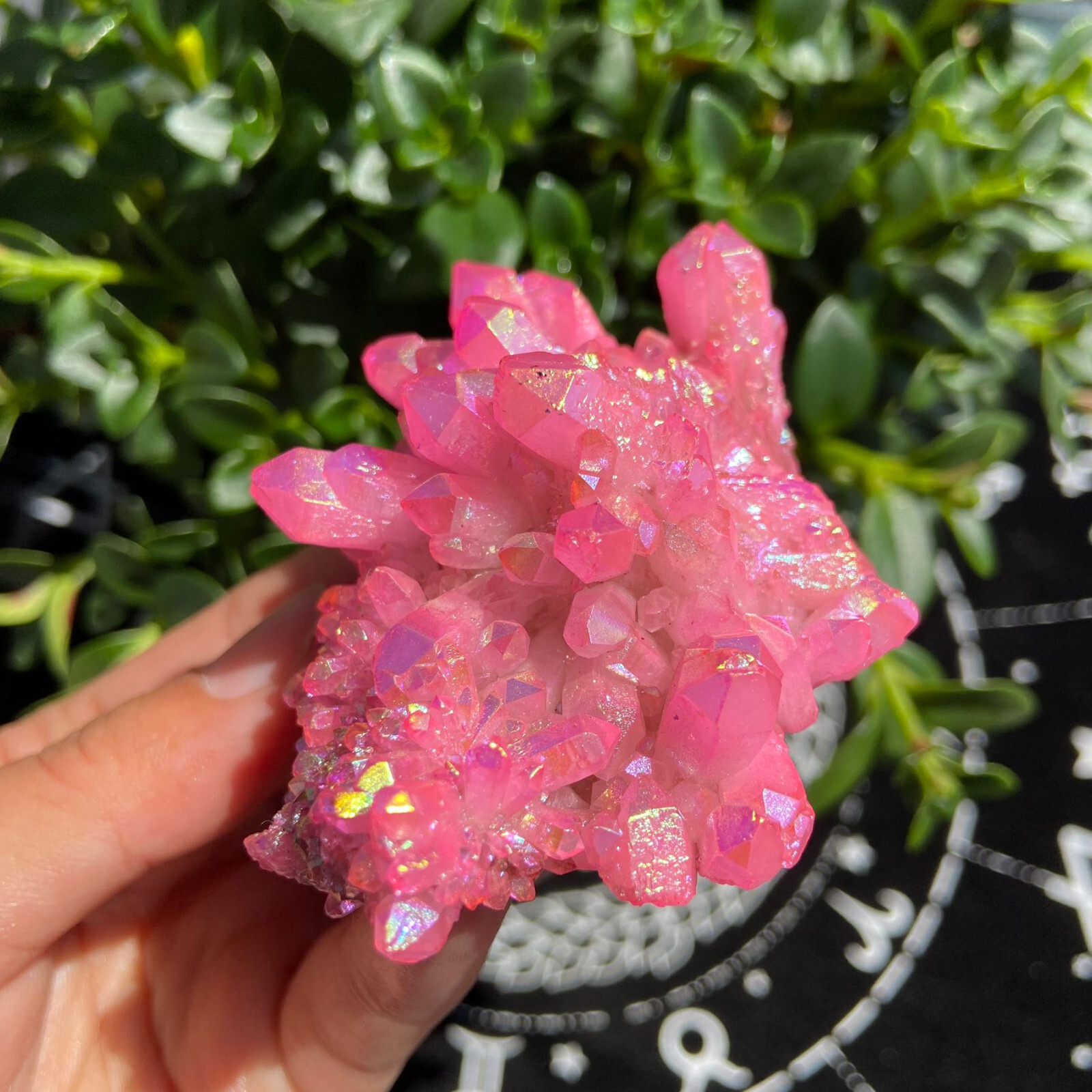 104g Titanium Angel Aura Quartz Pink Aura Cluster Positive Energy Stone Decor