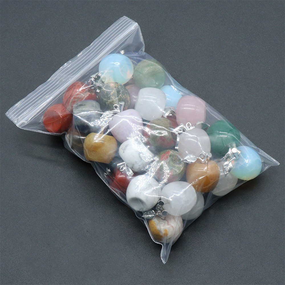 Mini Natural Gemstones Carved Apple Pendant Crystal Reiki Chakra Healing Beads