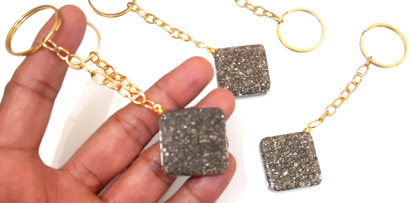Natural Pyrite beautiful key ring gift for all 3X key rings