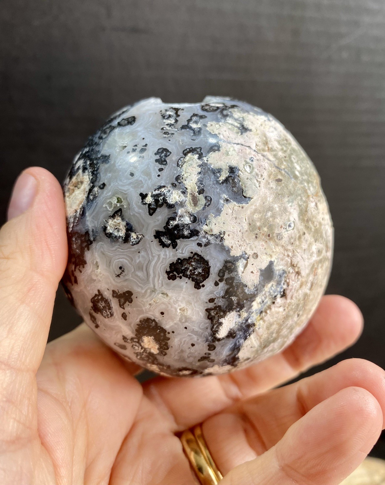 Crystal Argentina Agate Geode Sphere Druzy Raw UV High Quality Rare 264g 7.7cm