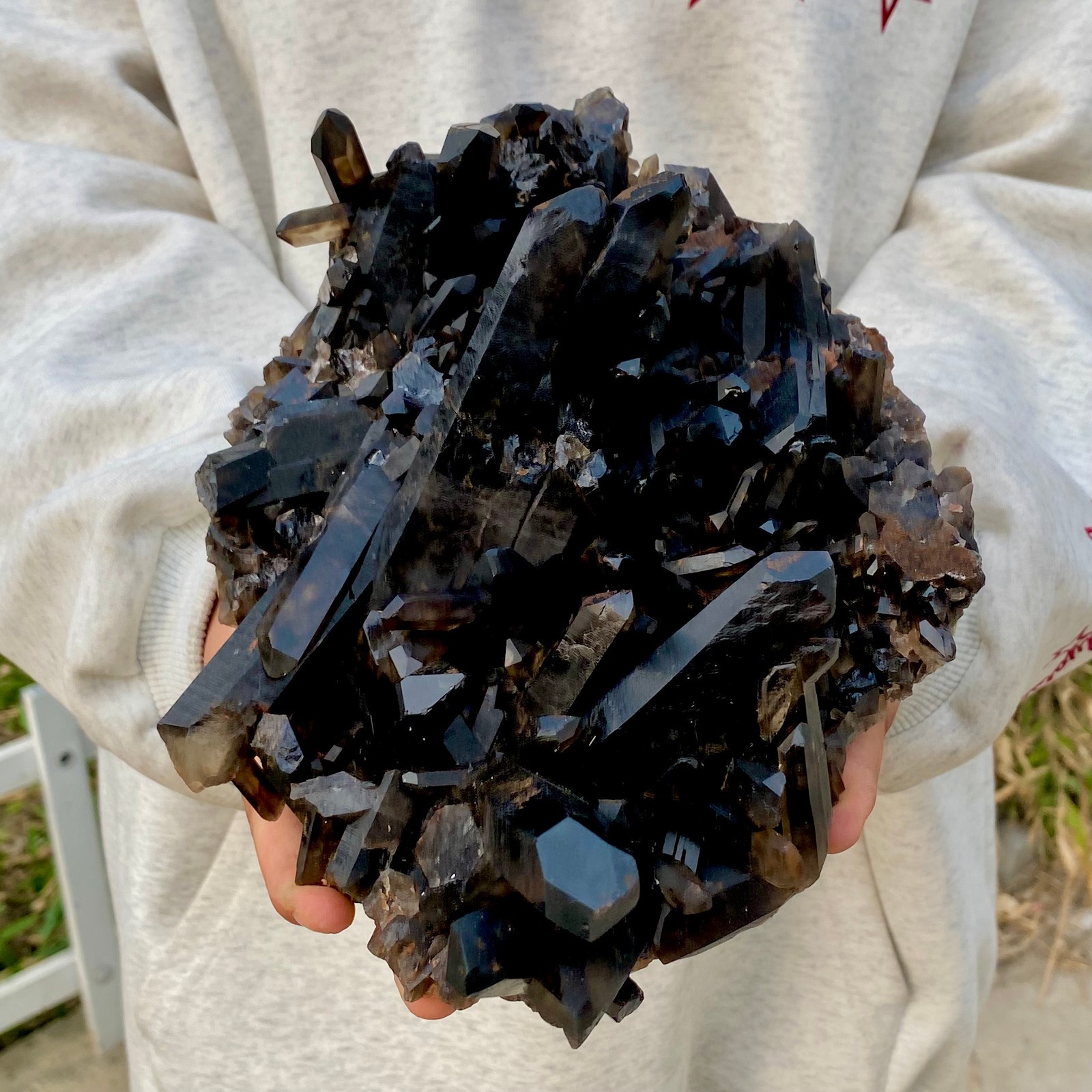 3.7LB Natural Beautiful Black Quartz Crystal Cluster Mineral Specimen Rare