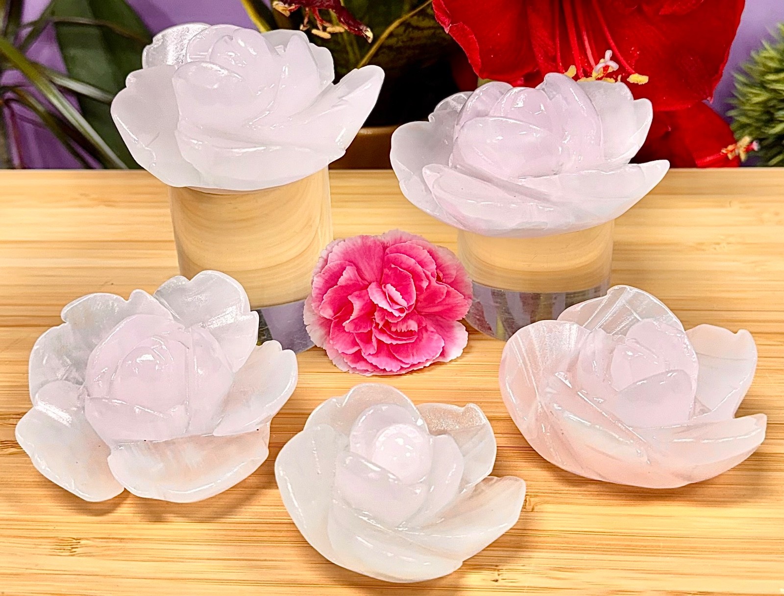 Wholesale Lot 4-5 Pcs Natural Mangano Calcite Flowers Crystal Healing Energy