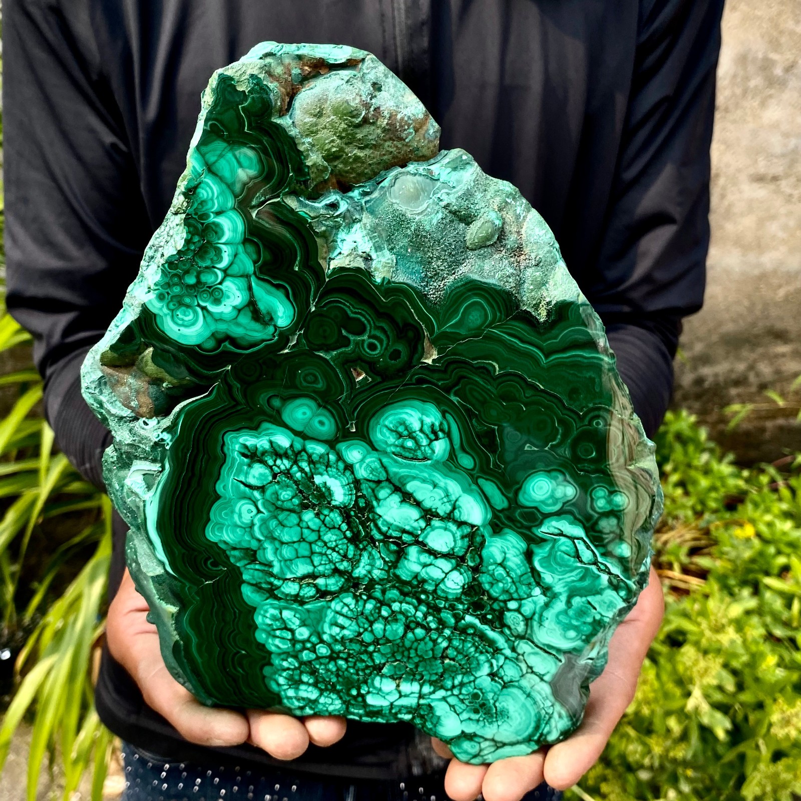 3.61LB Natural malachite slice quartz crystal luster mineral specimen