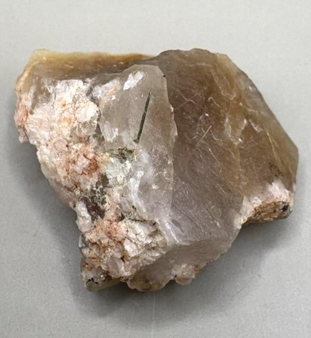 Golden Rutilated Quartz Crystal Specimen Pink Feldspar Matrix Natural Rough