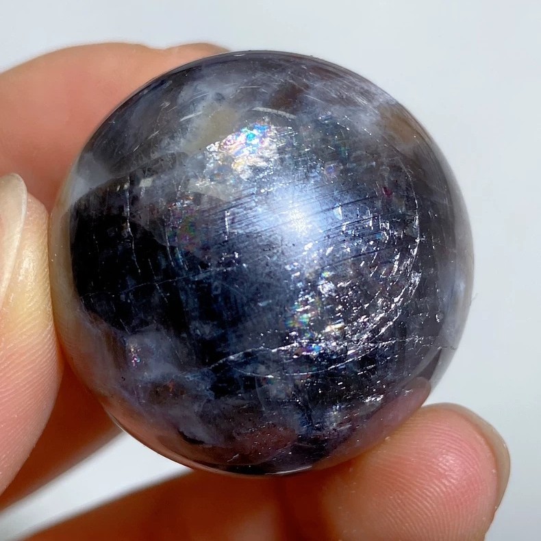 Star Sky Crystal Sphere Moonstone Sunstone Tourmaline Intergrowth Specimen
