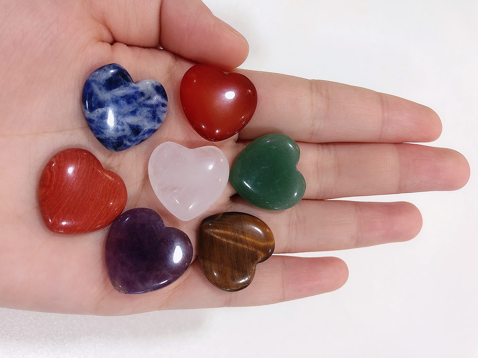 7 Chakra Heart Crystals Set Healing Stones Polished Gemstones