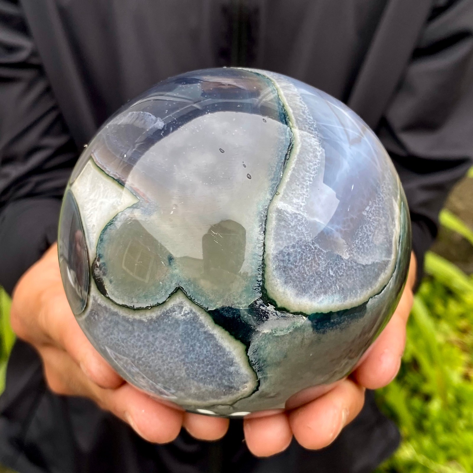 2.06LB Natural Amethyst Agate Ball Quartz Crystal Sphere reiki healing gem