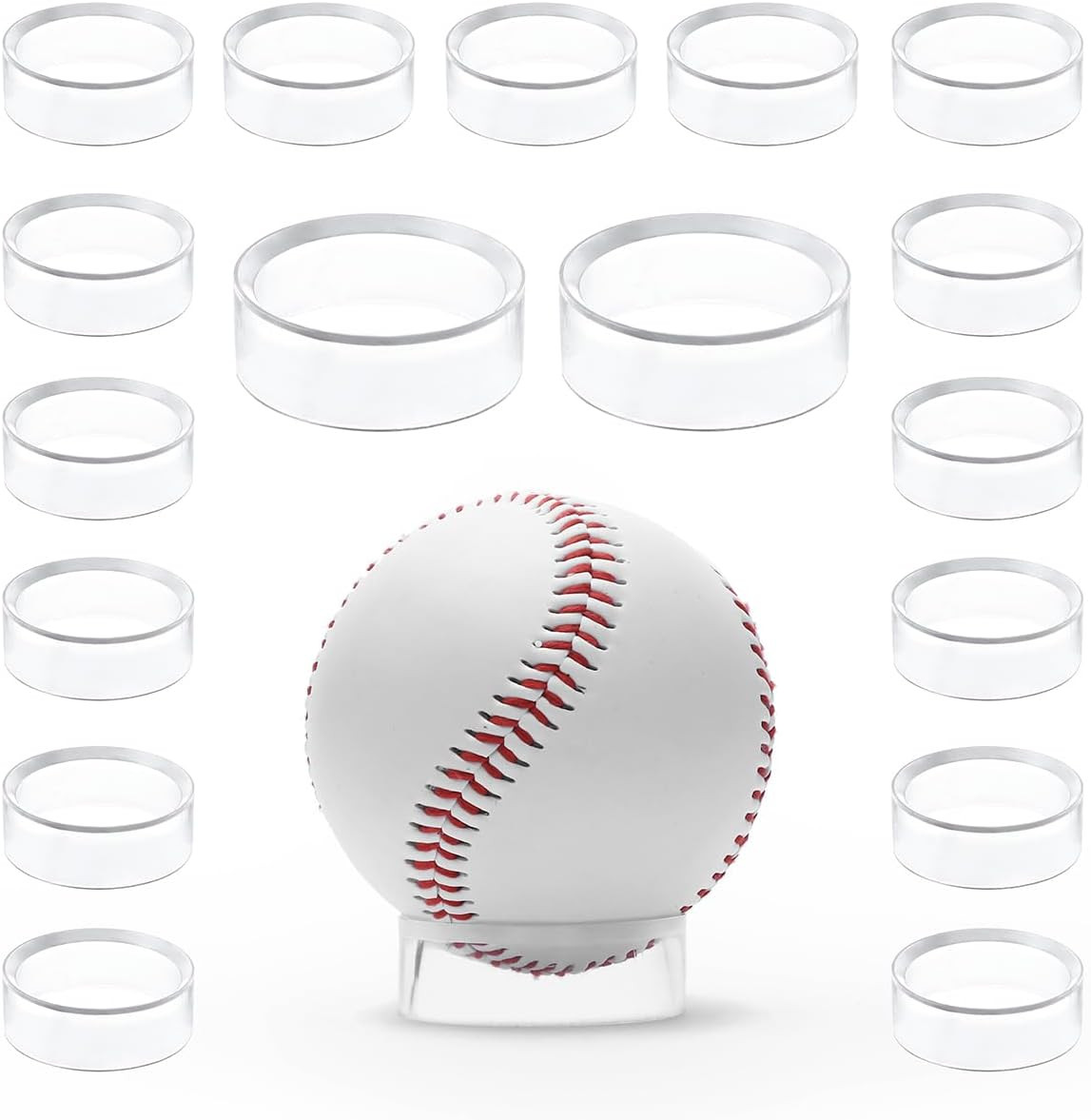 Party Zealot 30 Pcs Large Acrylic Clear Baseball Stands 1-5/8″ Size Display Hold