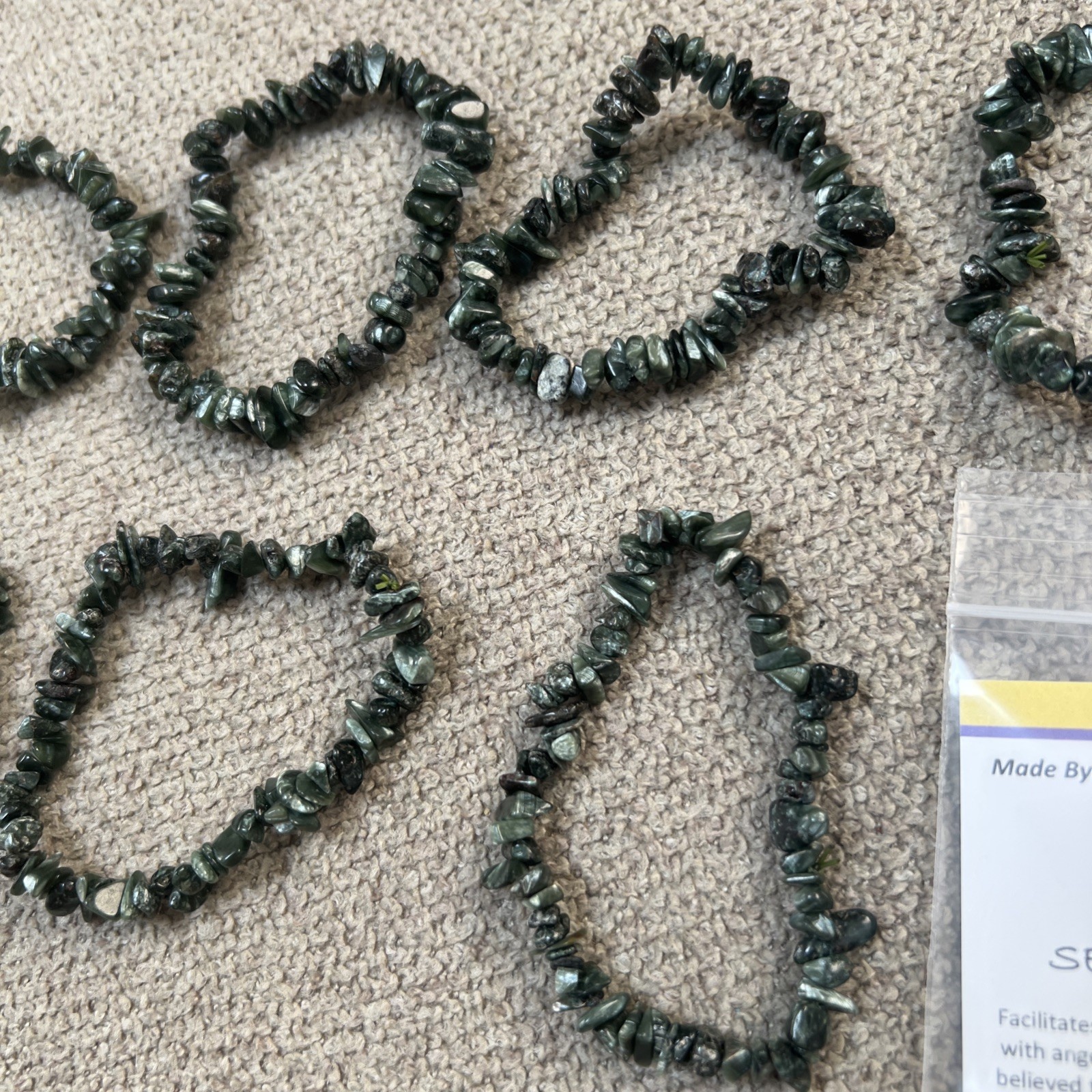 Seraphinite Chip Gemstone Bracelet Lot (8) Adjustable Free Shipping