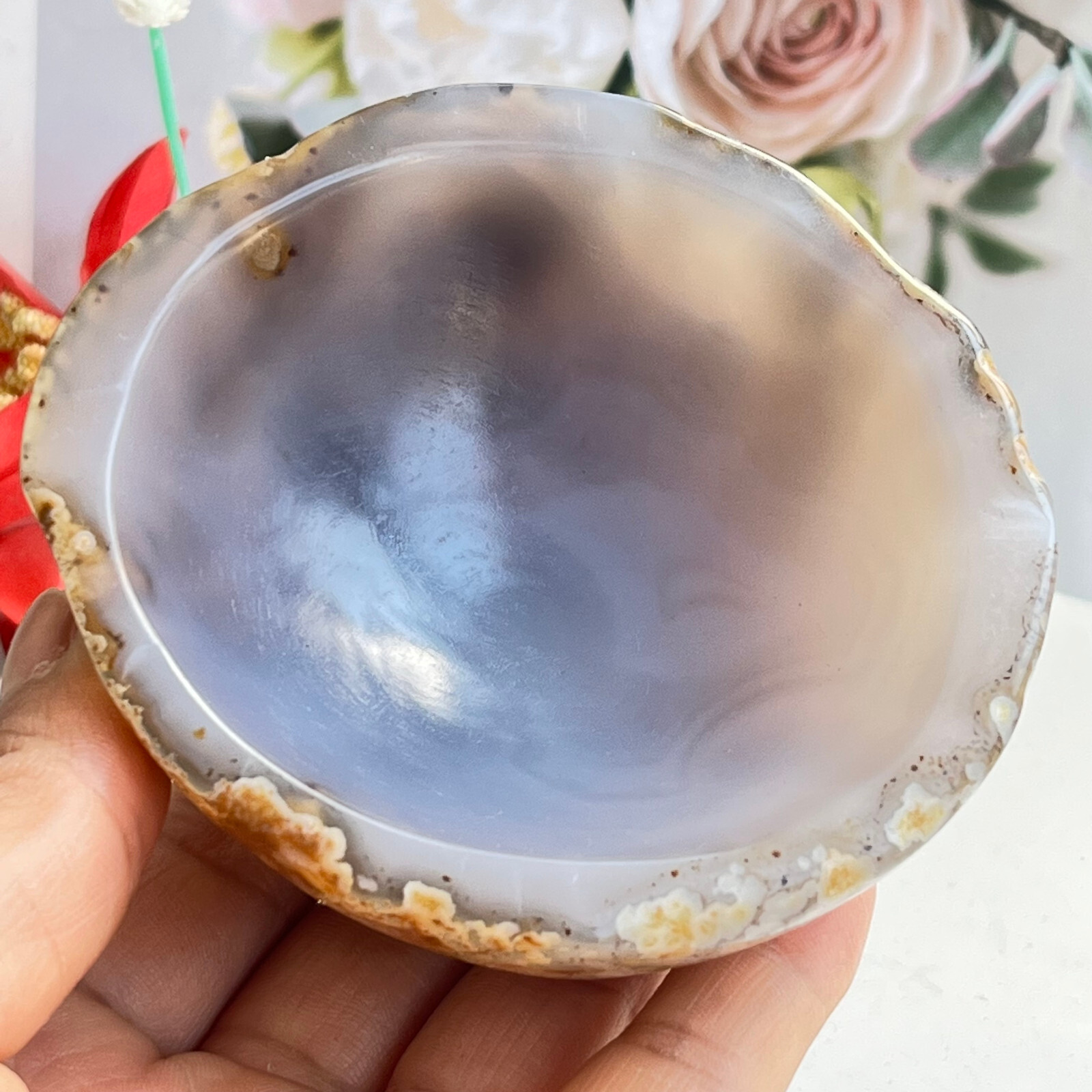 257g TOP Rare Natural Agate ashtray Polished Coin Dish Madagascar MD9