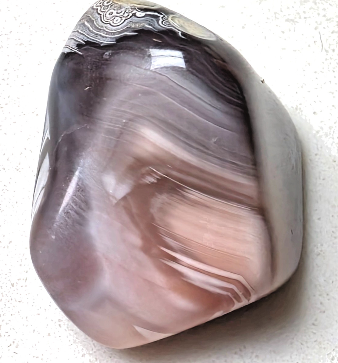 3 POLISHED BOTSWANA AGATEs , 44.6 Grams Bands , Greys , Pinks . Nice Lot