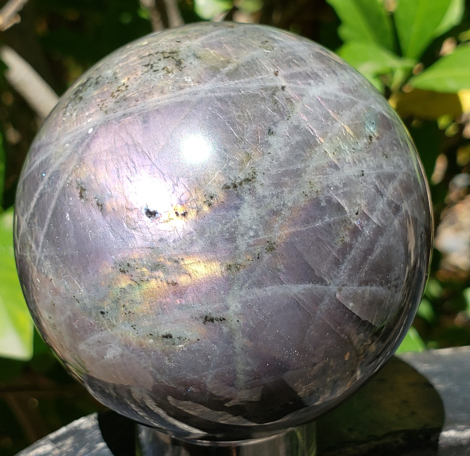 2.6″ Labradorite Mineral Crystal Iridescence Sphere Ball Orb Flash, 421g