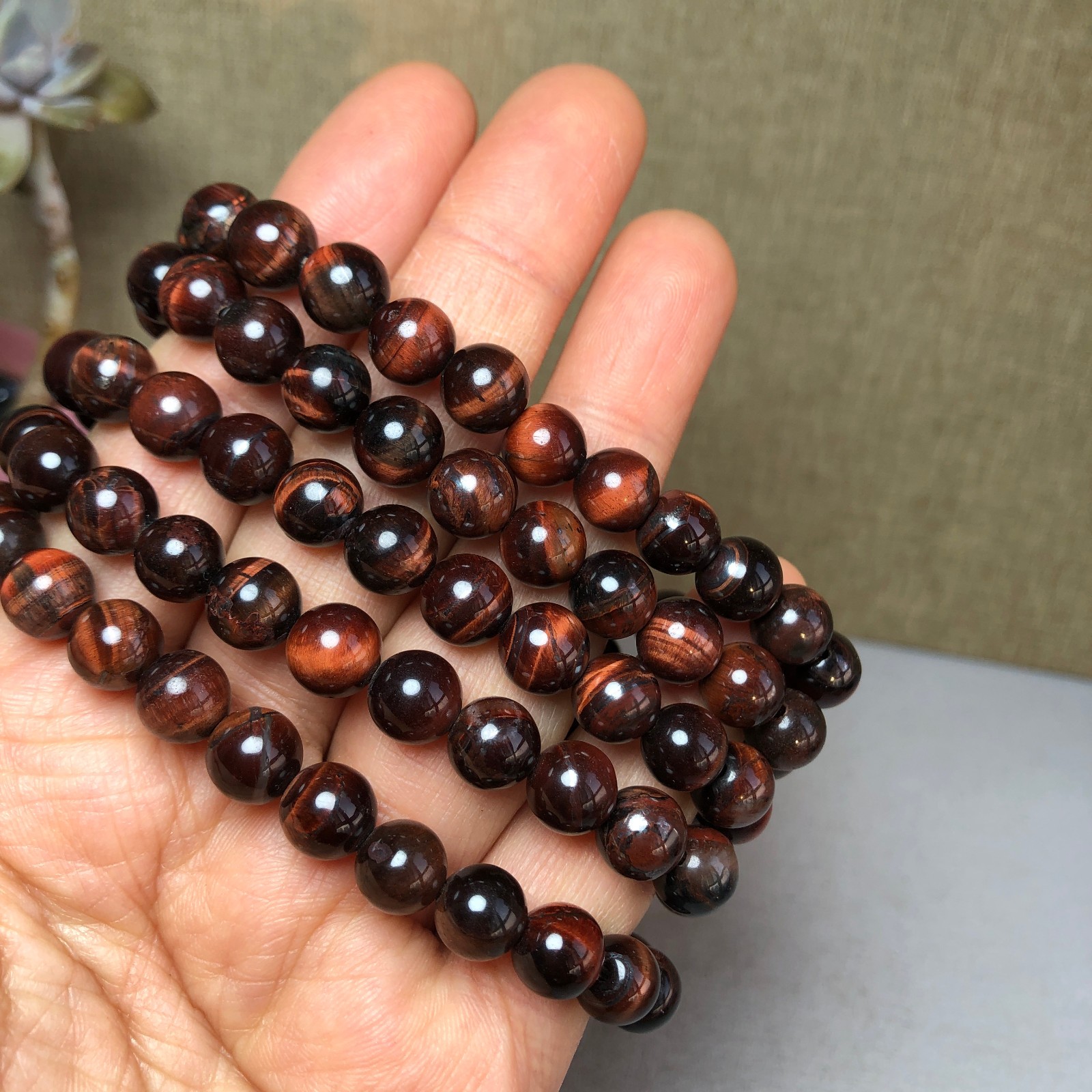 5pcs wholesale Natural tiger eye Crystal Quartz chain beads bracelet 8mm A2788