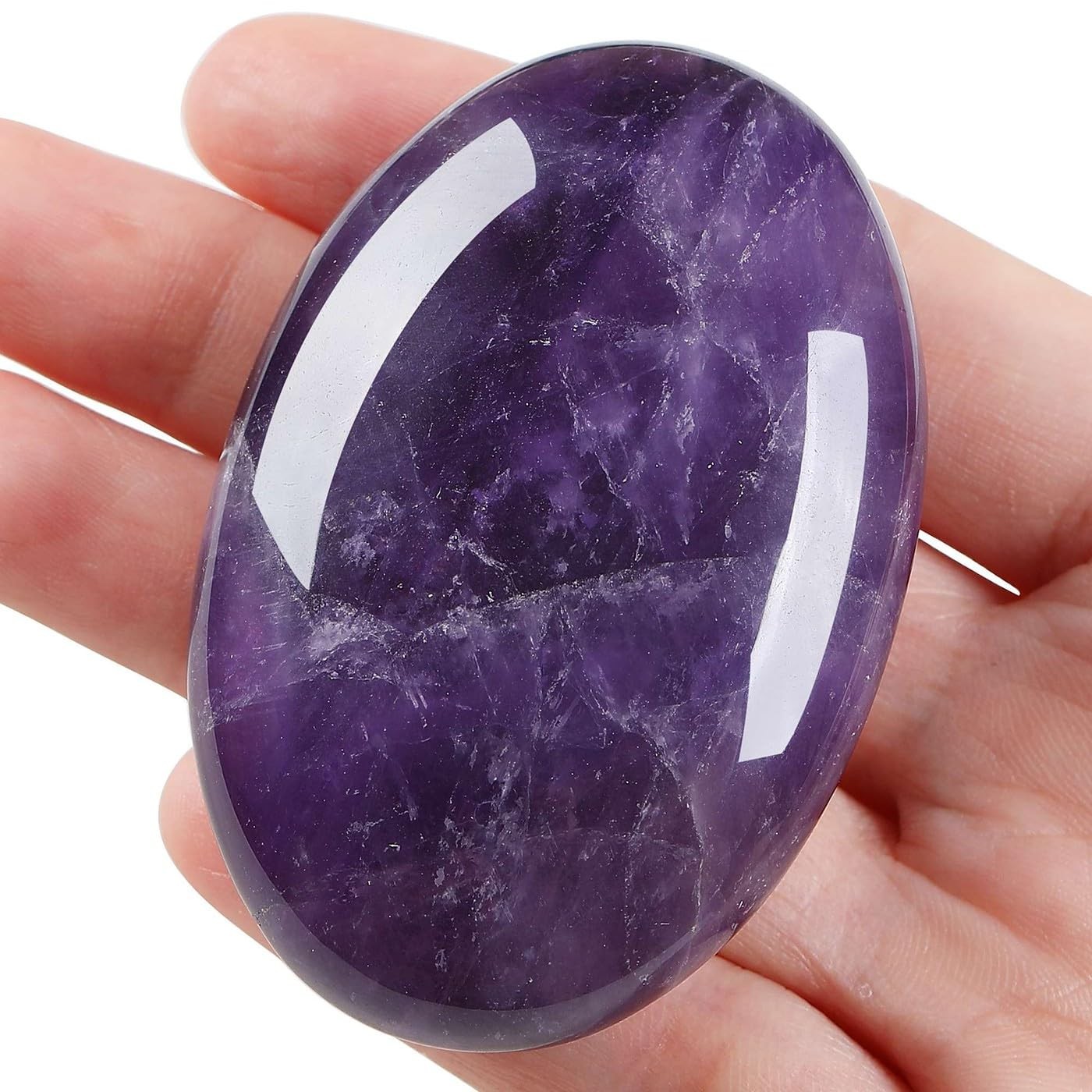 Amethyst Palm Stone 2.4″ Healing Crystal Meditation Spiritual Energy Purple