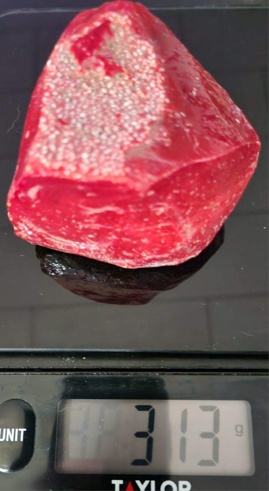 Cerry Red rough Slag Glass specimen/natural shape 313g approx. 3 in