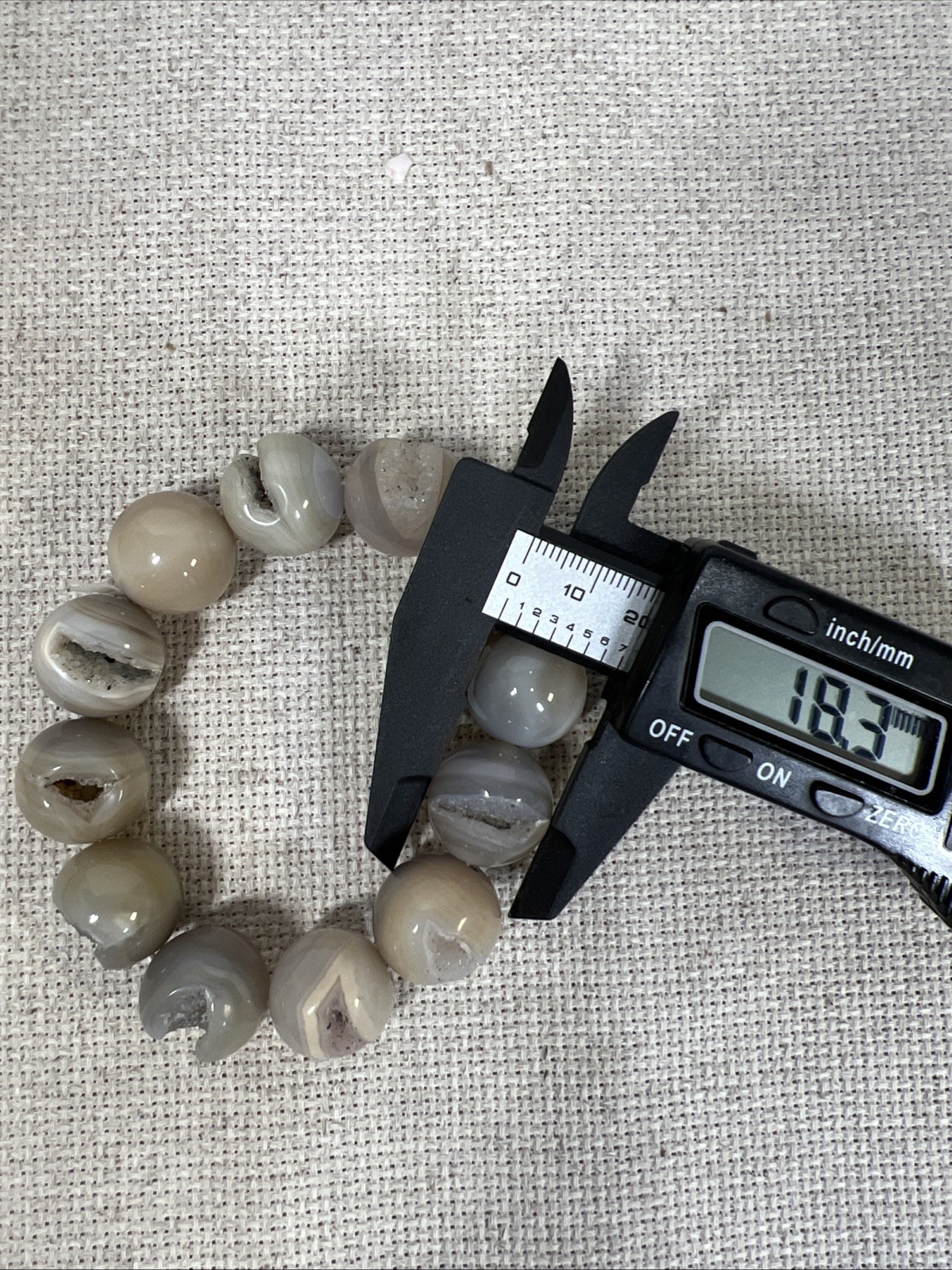 Botswana Drusy Agate Beaded Stretch Bracelet 18mm Statement