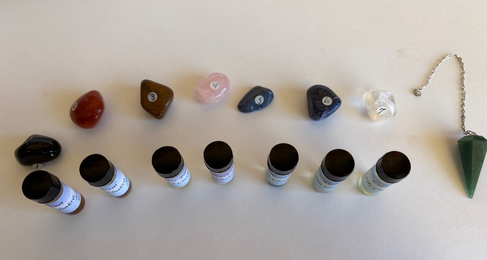 16Pcs Healing Crystals Set, Chakra Quartz & OILS Kit in Wooden Box RARE