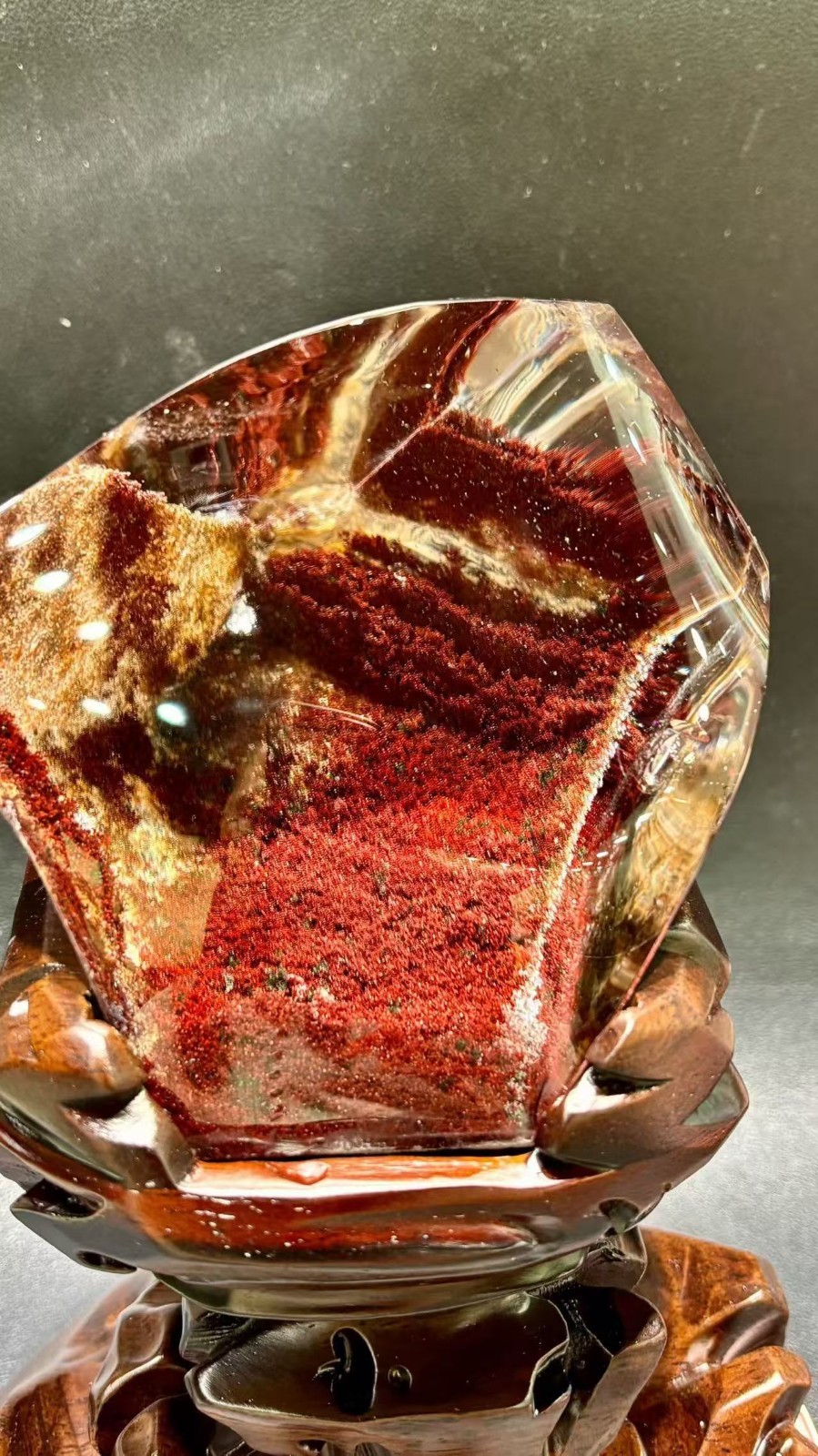 7.0LB AAAA Top Natural Red Ghost Phantom Quartz Crystal Specimen Healing + Stand