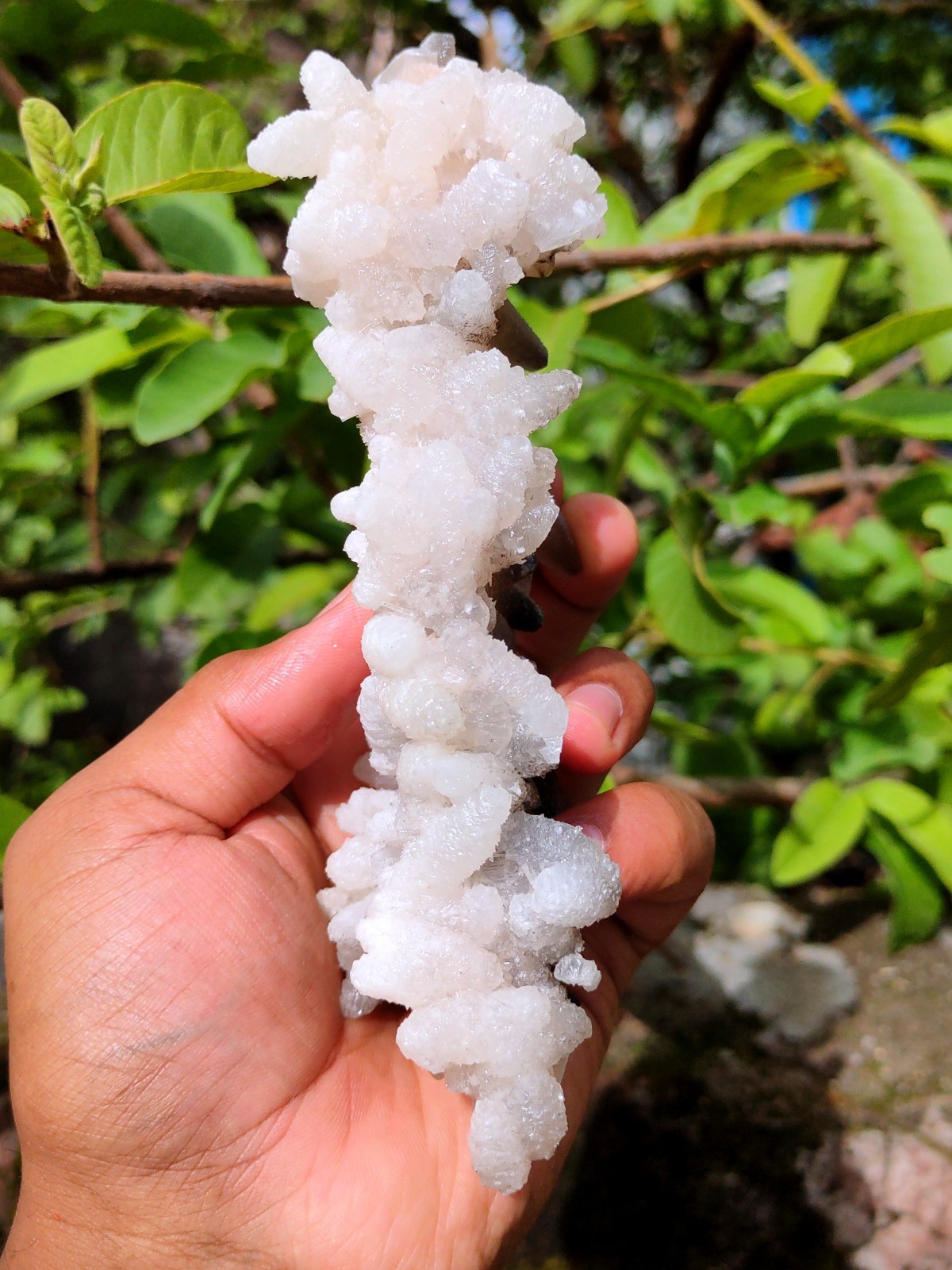 Pointed White and Black Calcite with Scolecite, Indian Minerals Stone