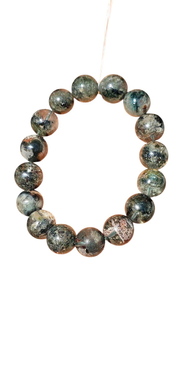 Green Garden Quartz Phantom Bracelet 14mm Round Beads Healing Reiki Chakra