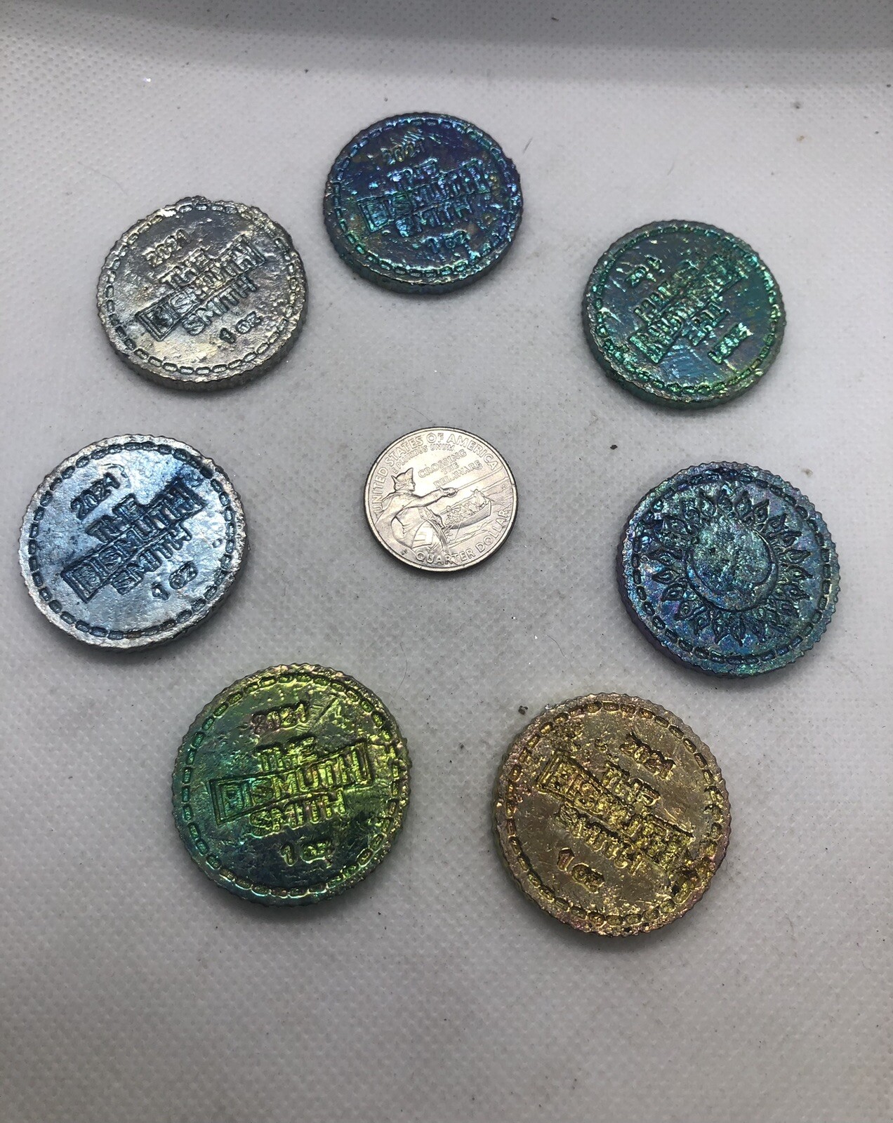 Bismuth crystal Coins Sun/Moon