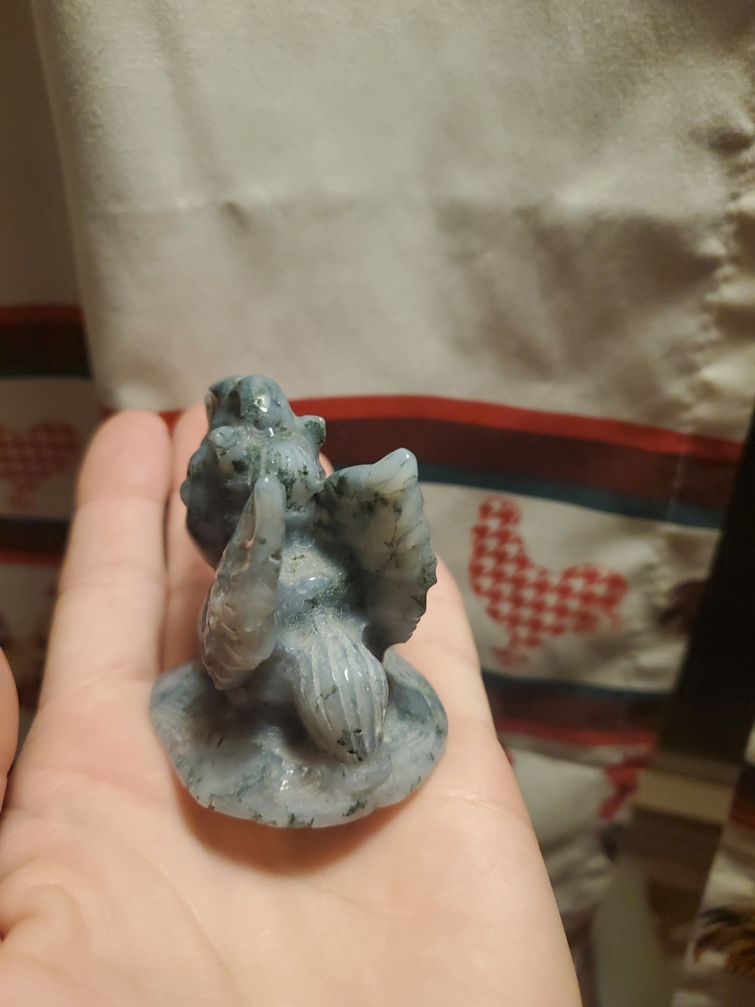Carved Ophiolite Pegasus Crystal Figure