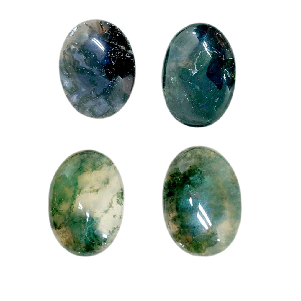 Natural Moss Agate Palm Stone Green Rock Crystal Healing Reiki Polish Worry Ston