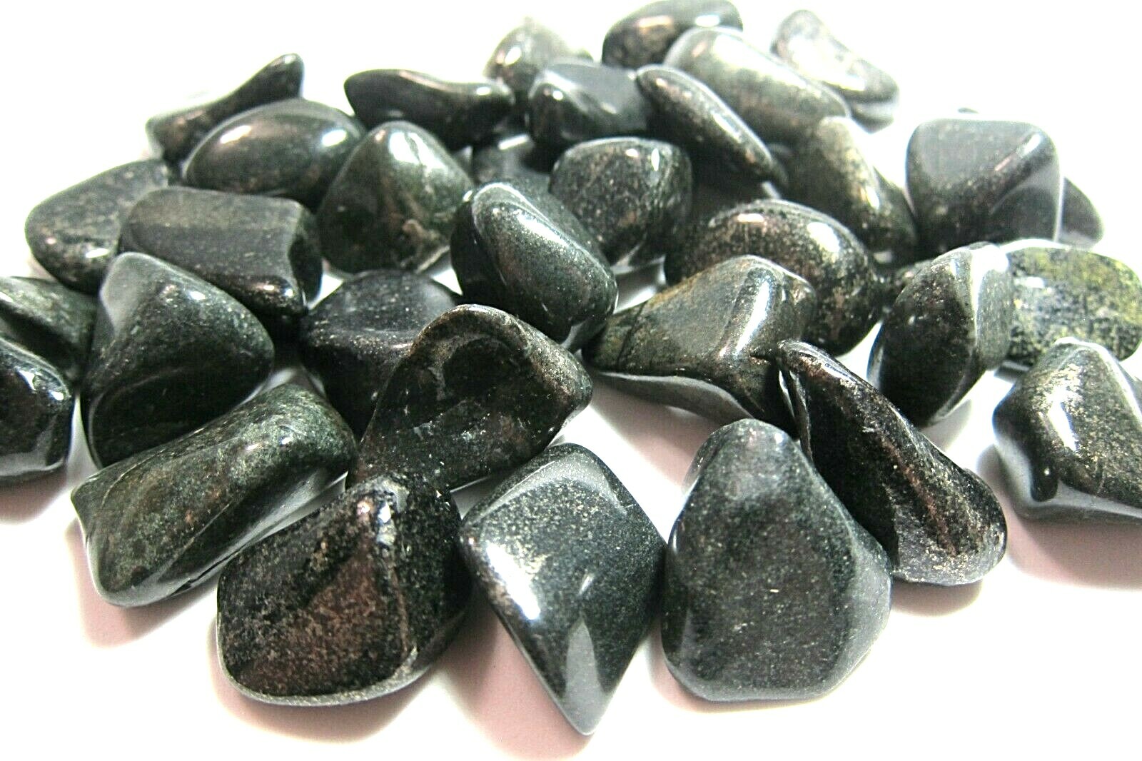 6X Black Lemurian Jade Tumbled Stones 20-25mm Reiki Healing Crystals Past Abuse